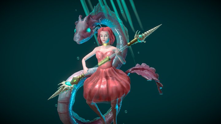 Mermaid and Sea Serpent 3D Model