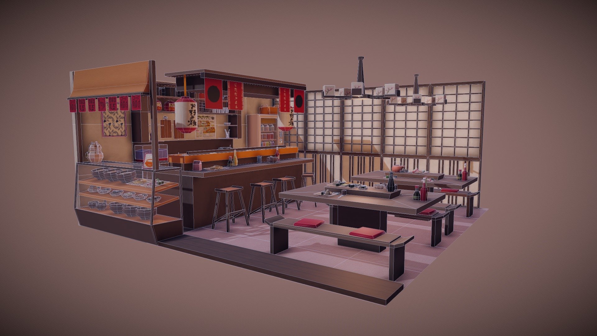 Traditional Japanese Restaurant - 3D model by Katalina B