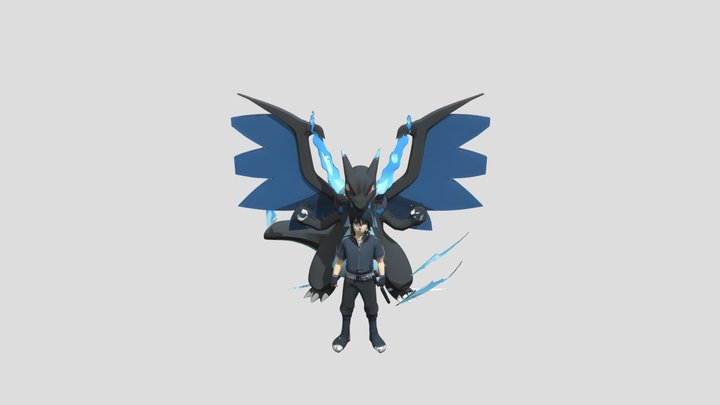Darko with Mega-Charizard X 3D Model