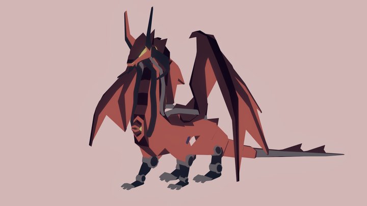 Low-poly RoboDragon 3D Model
