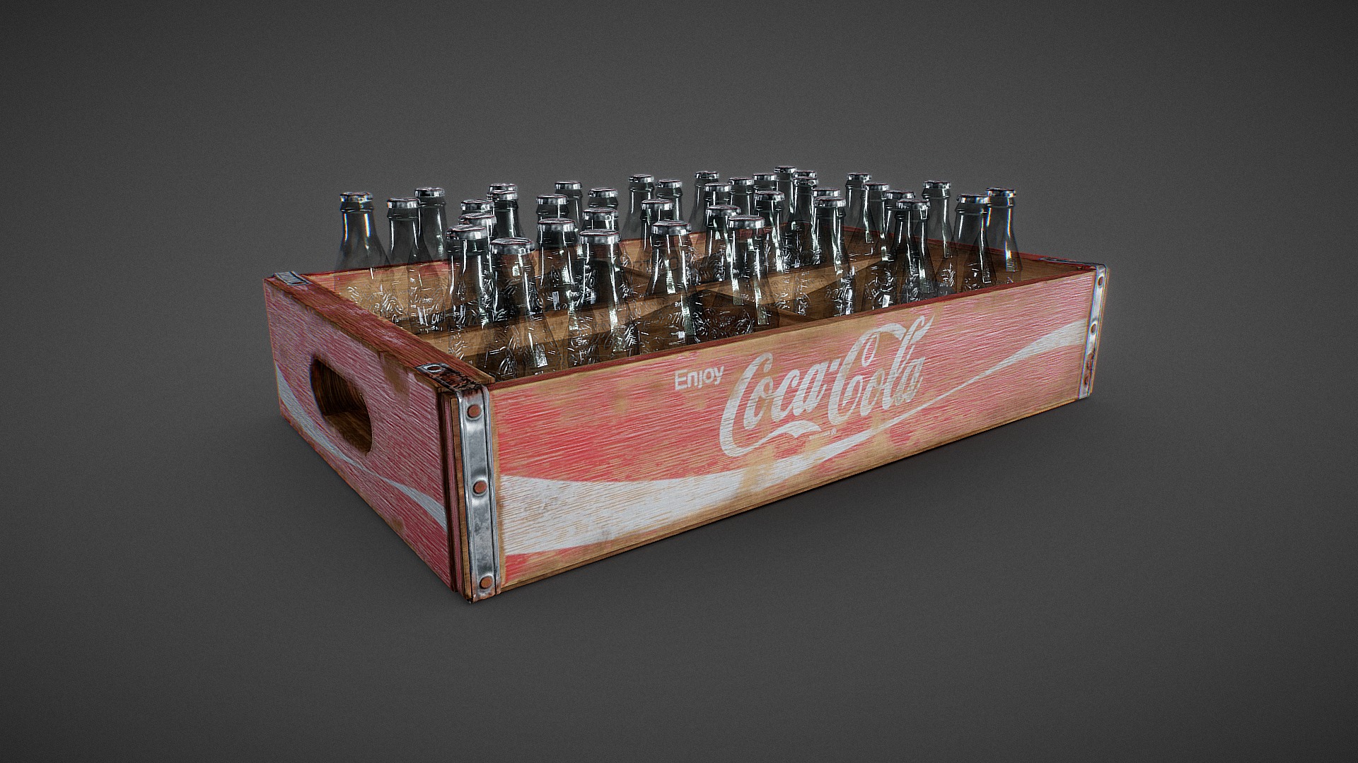 3D model Coca Cola Wooden Crate (Low Poly) - This is a 3D model of the Coca Cola Wooden Crate (Low Poly). The 3D model is about a red rectangular object with a label.
