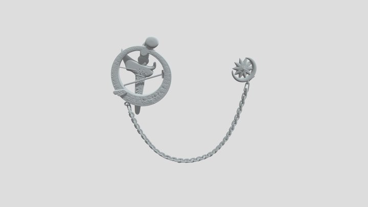Butang Brooch Chain Baju Melayu Keris 3D Model