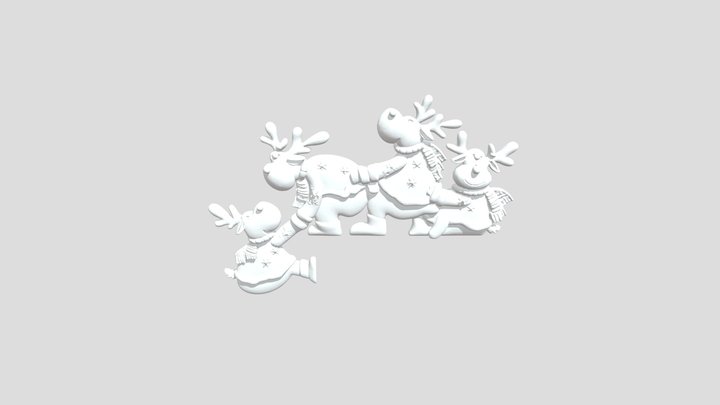 Reindeer Conga Line 3D Model