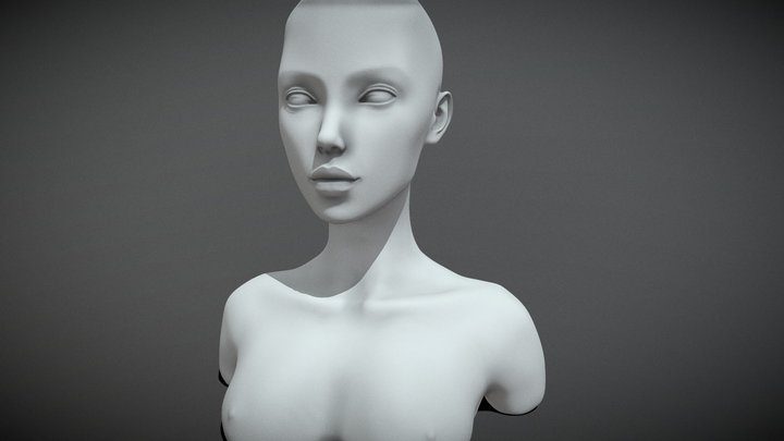 Female Grey Base Mesh Bust [MESHY 6] – Modello 3D gratuito STL