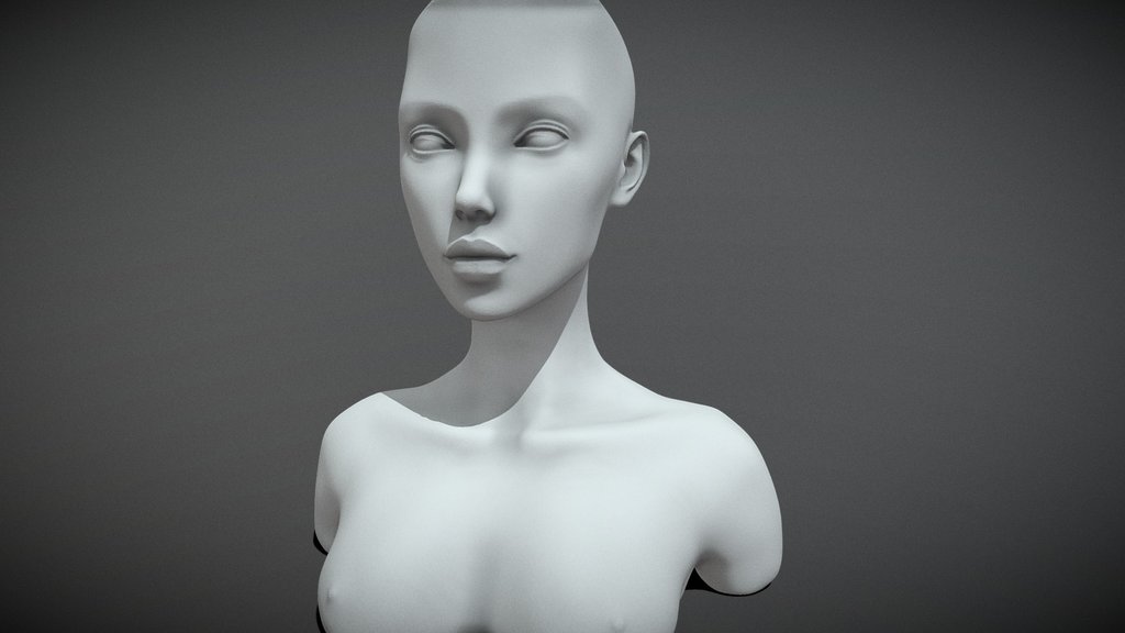 Female Grey Base Mesh Bust [MESHY 6]