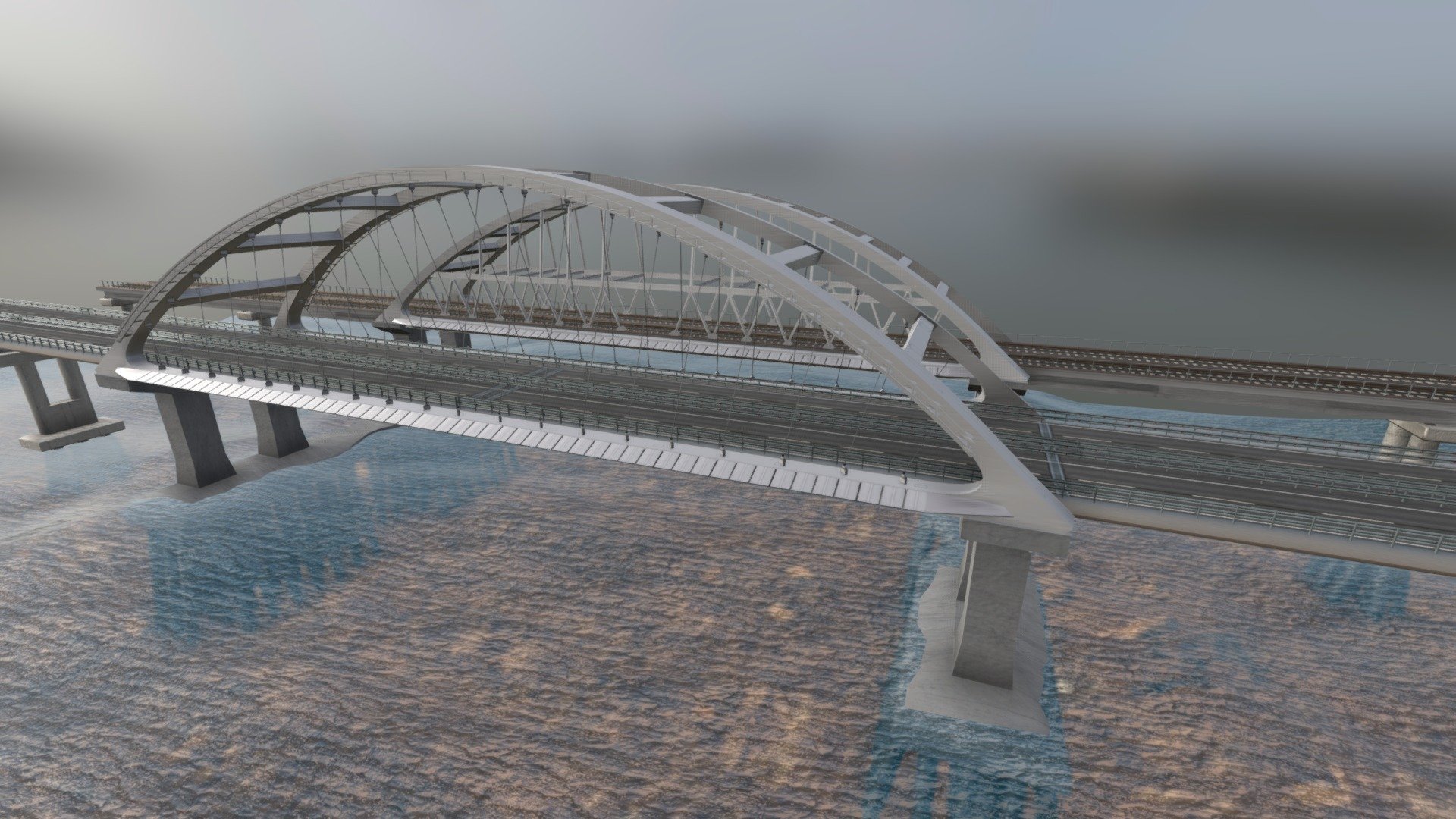 Third bridge. Крымский мост 3d. 3д модель Крымского моста. Крымский мост 3d модель. Крымский мост река.