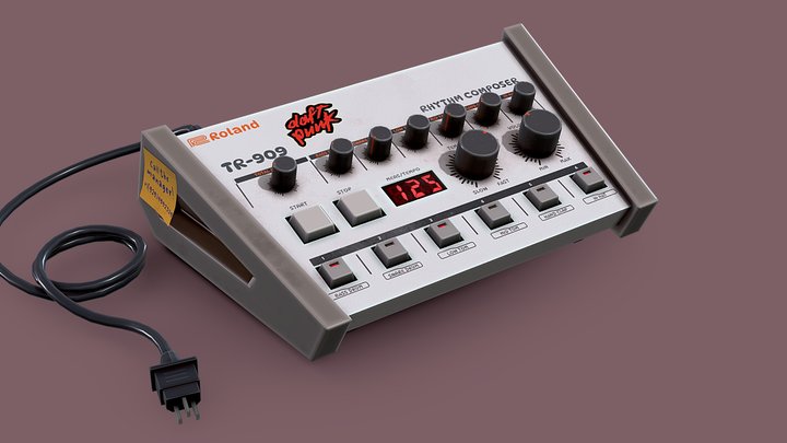 Roland TR-909 Stylized 3D Model