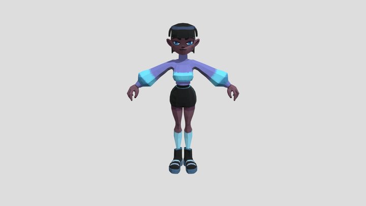 Stylized Girl Character Cyber Fashion 3D Model