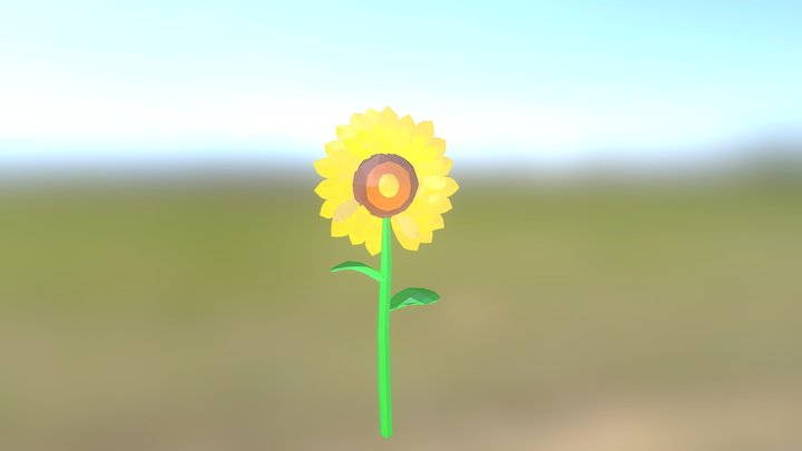 Sunflower Low Poly 3D Model
