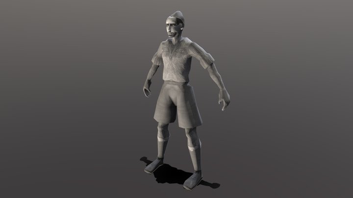 Low poly b&w WW2 anzac soilder on leave 3D Model