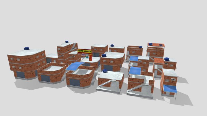 Pack Casas De Favela Brasileiras - Low R$30,00 3D Model