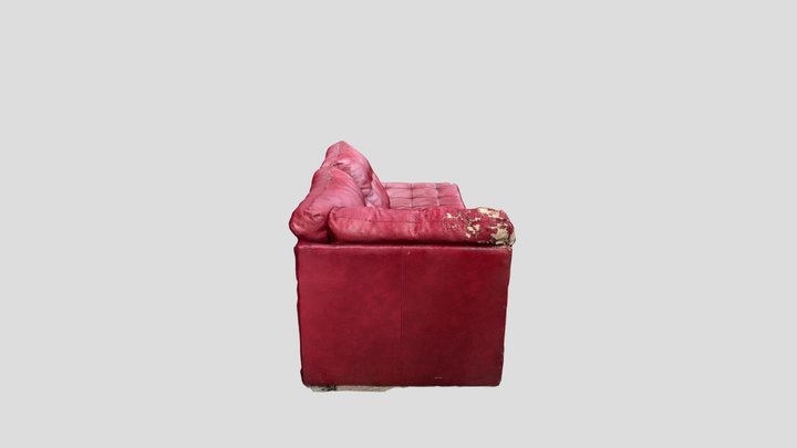 Red couch found in alley 3D Model