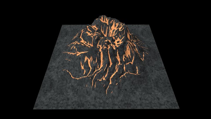Volcano with lava 3D Model