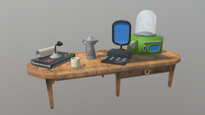 Cartoon Wood Table 3D Model