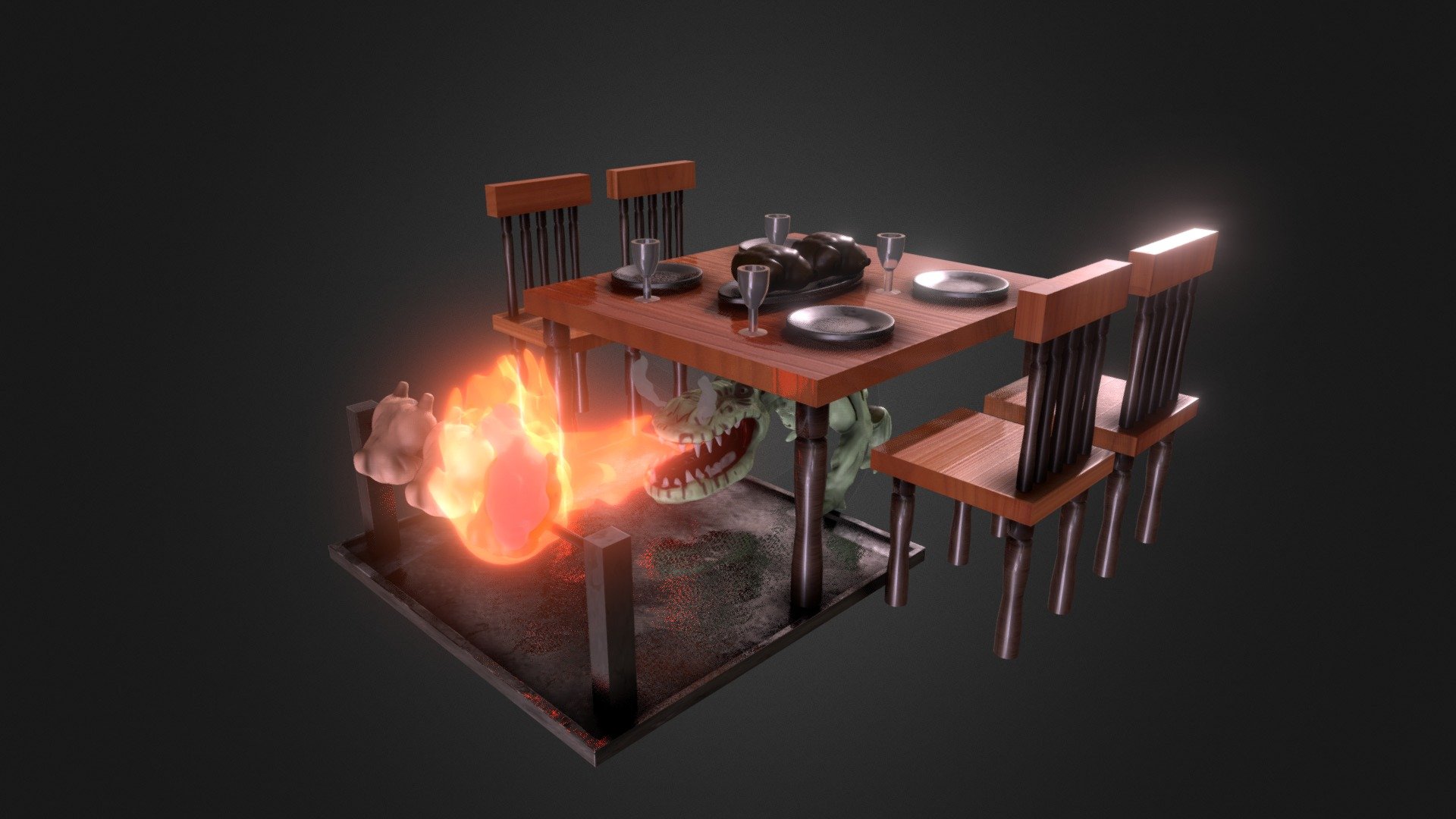 "roasted" Inktober - Sculptober day 3
