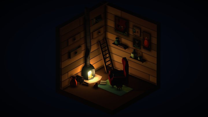 Cozy Isometric room (Isometric Room Challenge) 3D Model