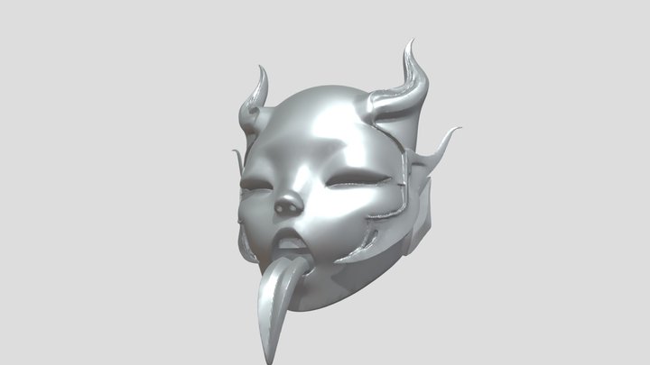 Stylized mask of a girl devilish face sticking 3D Model