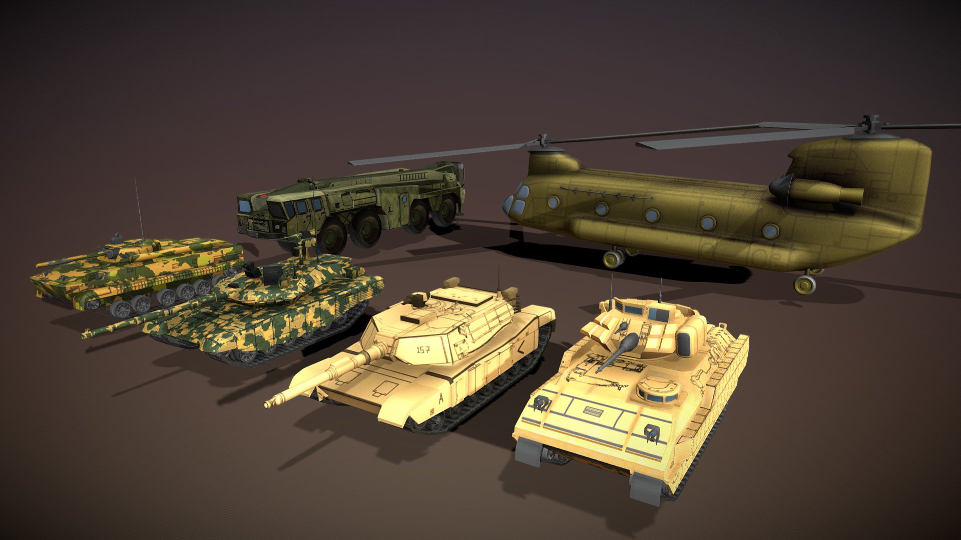 low poly military vehicles