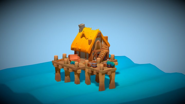 Low Poly Stylized Fishing Wharf ! 3D Model