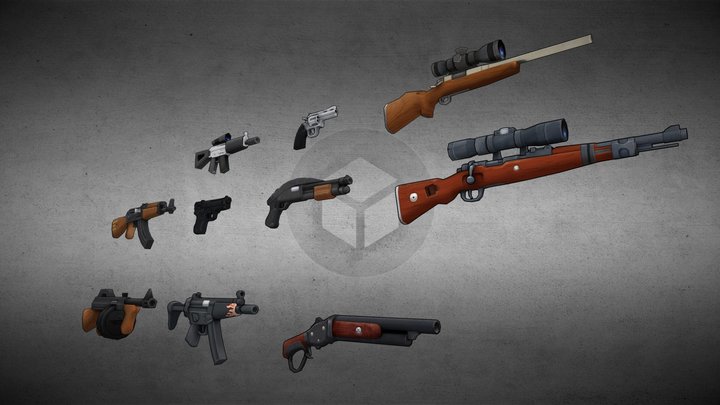 Series of Mini Weapons 3D Model