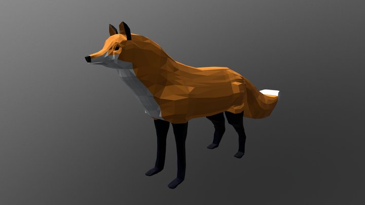 Low Poly Red Fox 3D Model