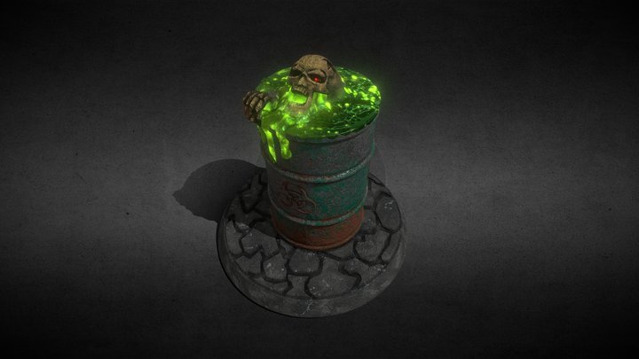 Zombie in a barrel - STL - 8K textured 3D Model
