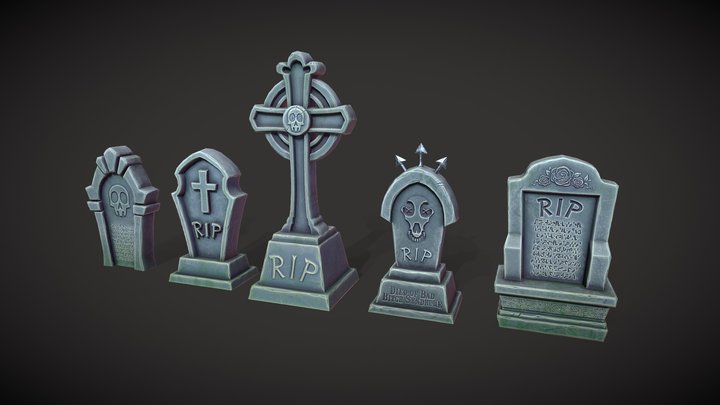 Stylised Gravestones (€) 3D Model
