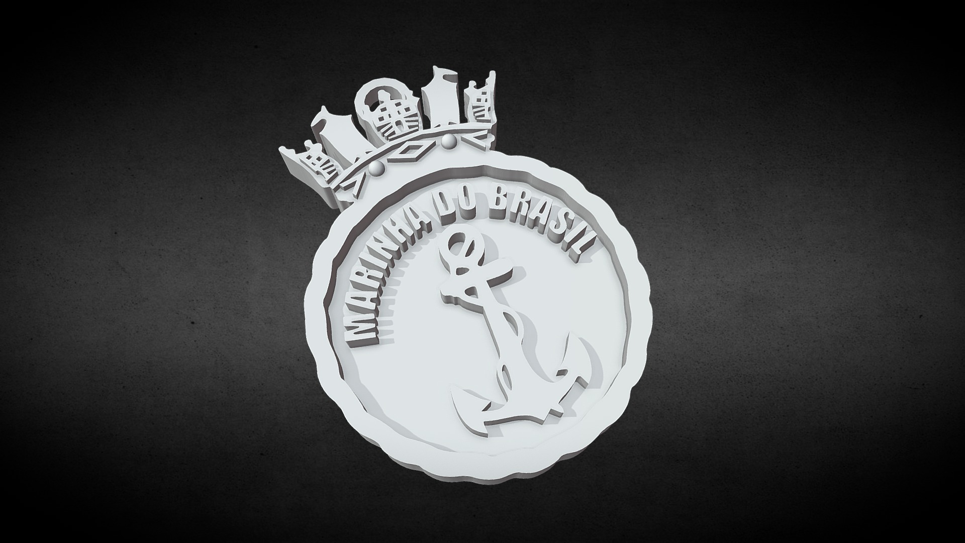 3D model Brazilian Navy Coat Of Arms - This is a 3D model of the Brazilian Navy Coat Of Arms. The 3D model is about a silver and black logo.