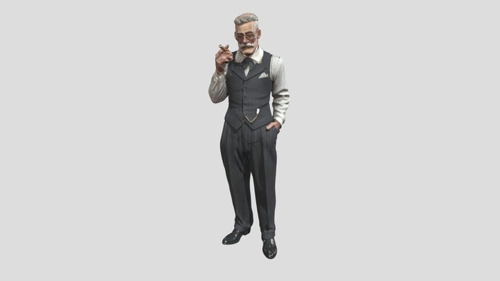 Gentleman with Cigar 1930 3D Model