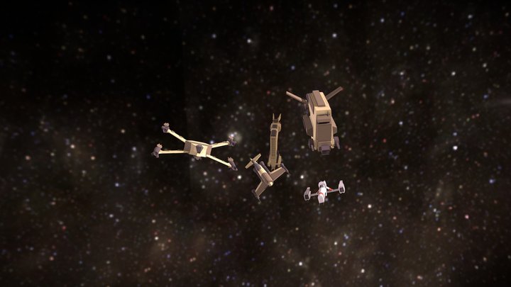 Space Ships Bloking 3D Model