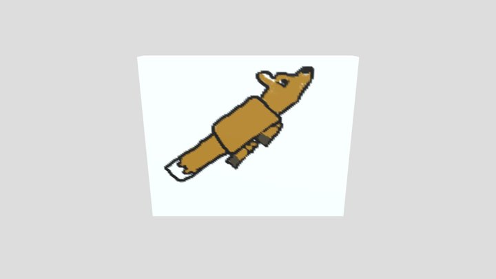 flying Minecraft fox (side profile) painting 3D Model