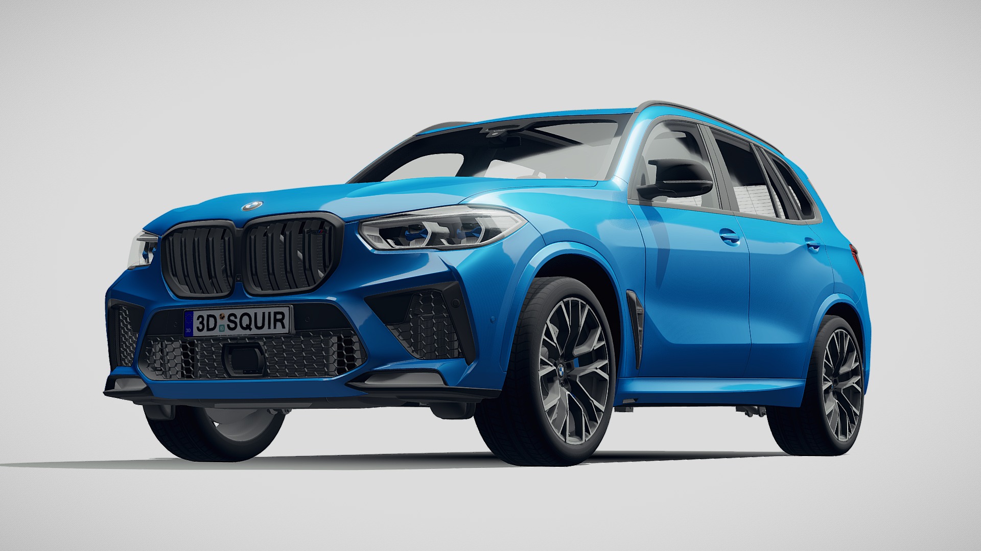 3D model BMW X5M Competition 2020 - This is a 3D model of the BMW X5M Competition 2020. The 3D model is about a blue car with a white background.