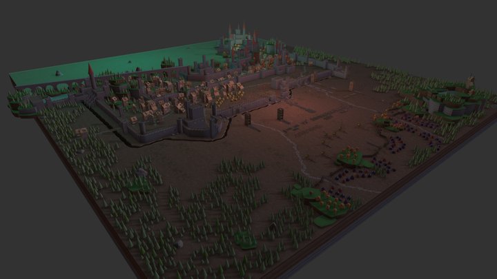 Huge Medieval battle scene 3D Model
