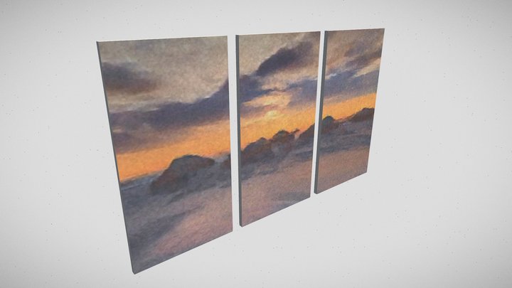 Modern Three Panel Painting 3D Model