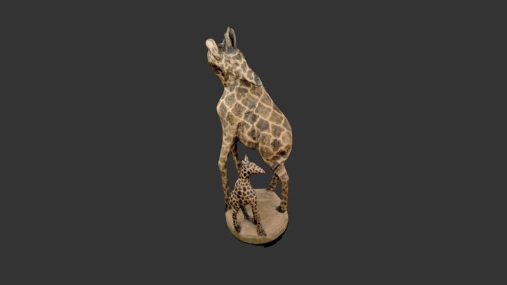 Wooden Giraffe Sculpture 3D Model