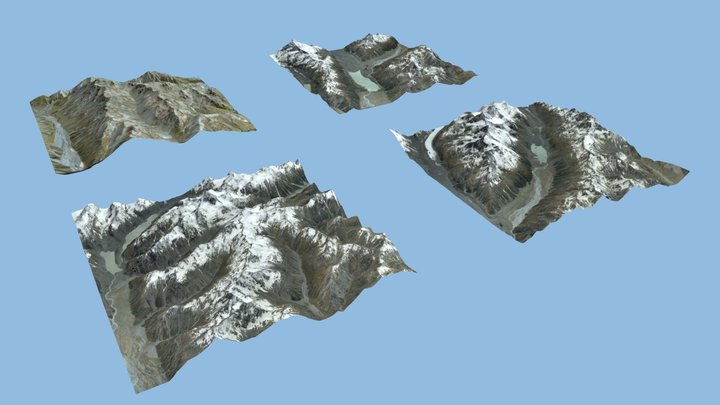 Snow Mountains - South Island New Zealand 3D Model