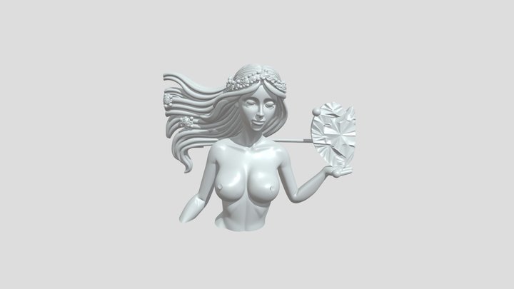 Golden female figure with diamond 3D Model
