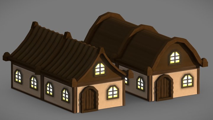 Low Poly Houses 3D Model