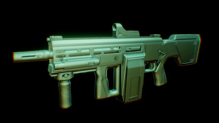 Automatic Shotgun Volkodav-12KSM Model M001F 3D Model