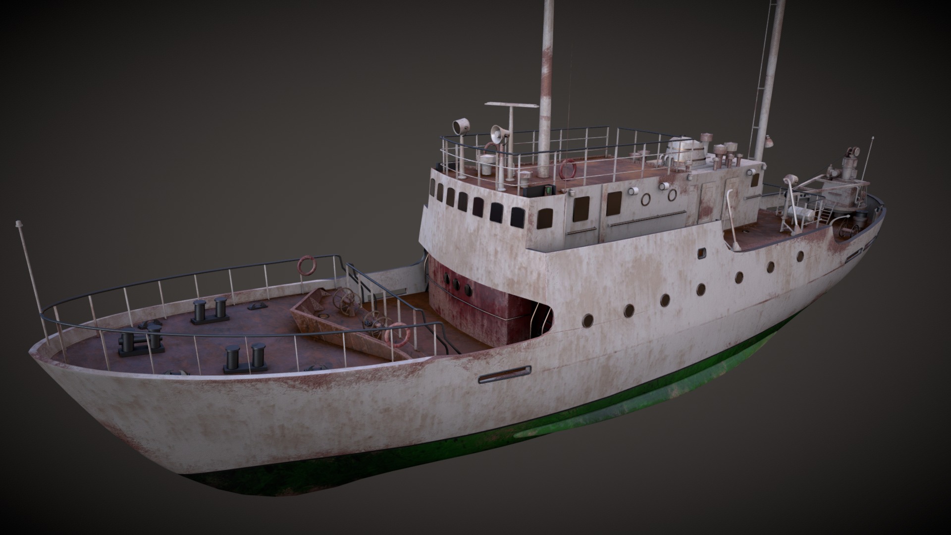 3D model Sea Vessel - This is a 3D model of the Sea Vessel. The 3D model is about a large ship with a few people on it.