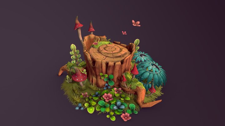 Stylised Stump 3D Model