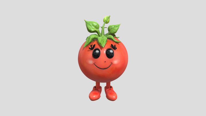 Create a cute tomato cartoon character. 3D Model