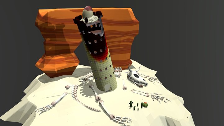 Draconic Desert Nesting Tower 3D Model