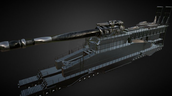 80cm列車砲 リーベ(Schwerer Liebe) 3D Model