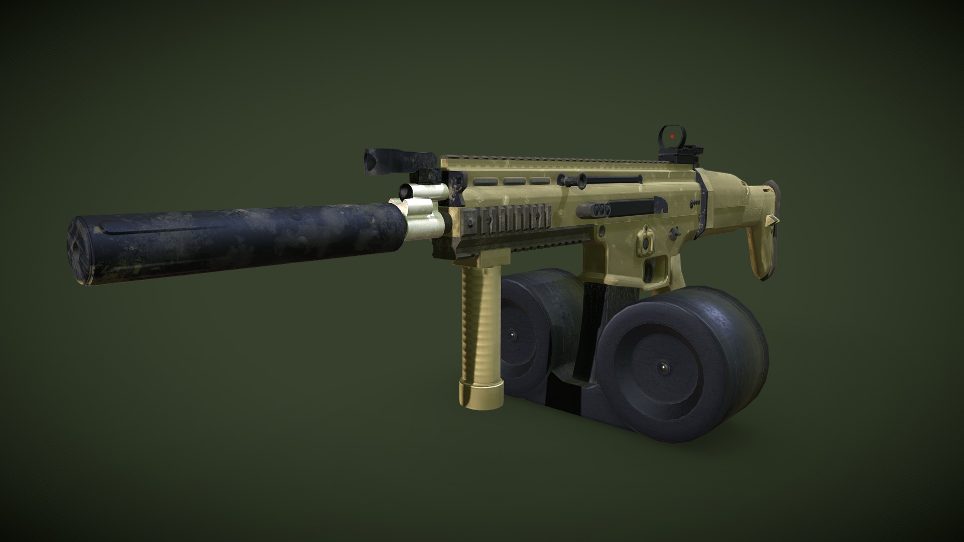 3D model Scar-L - This is a 3D model of the Scar-L. The 3D model is about a machine on the white cover.
