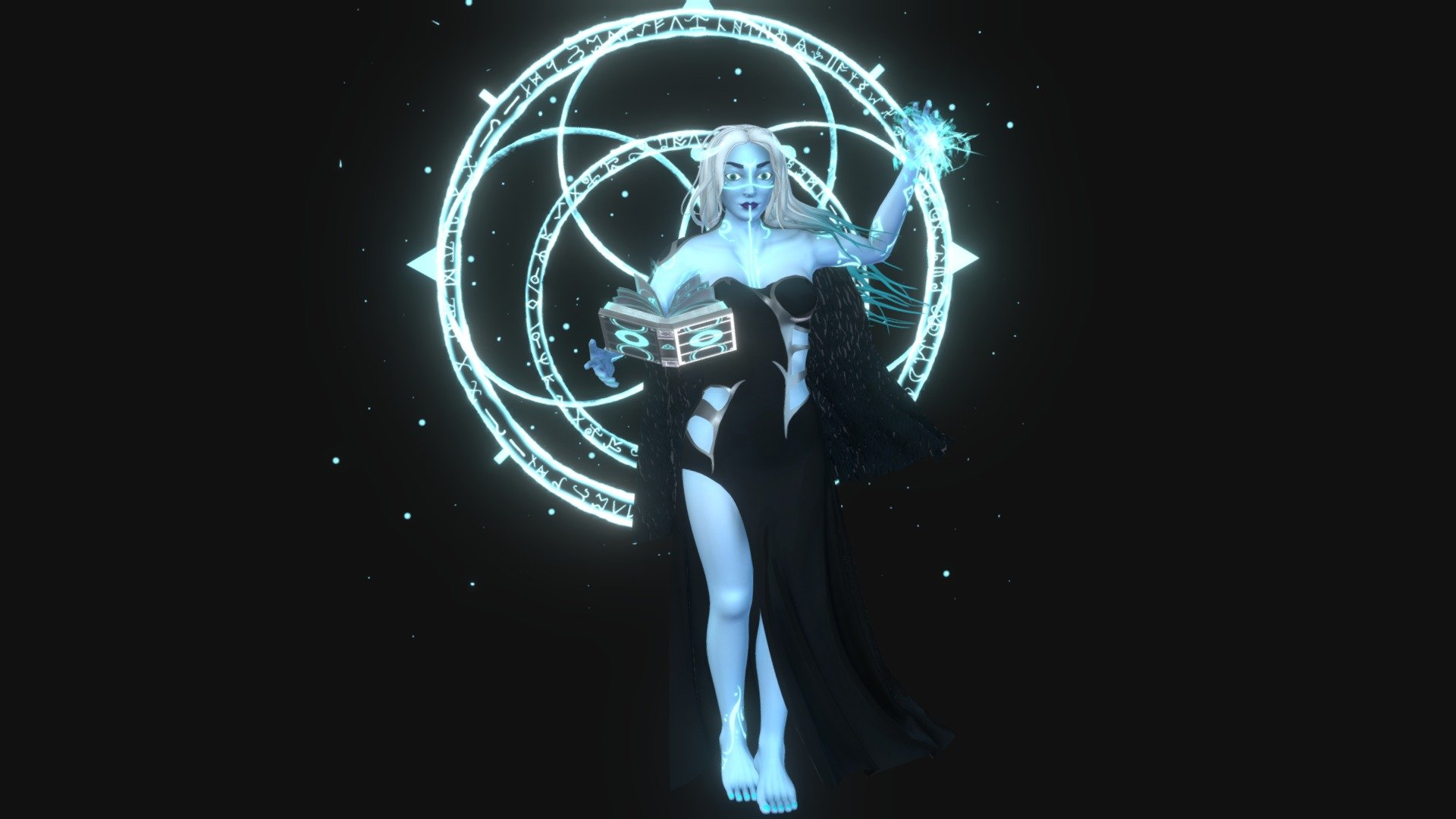 Ice sorceress character (OC) — Sketchfab embed 3D viewer