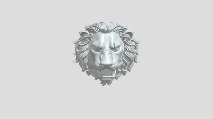 Golden lion head sculpture 3D Model