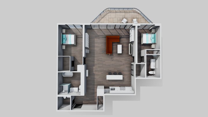 Shoebox Condo Example 3D Model