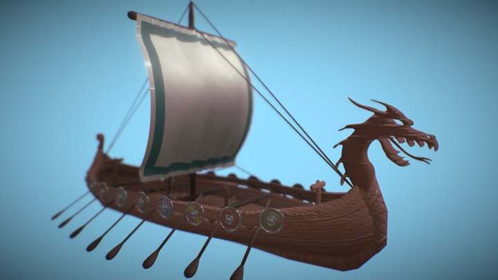 Viking Drakkar Boat Stylized 3D Model 3D Model