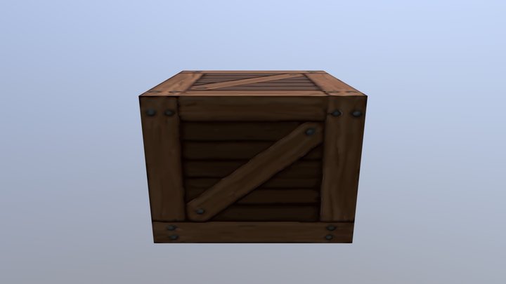 Cartoon Wood Box 3D Model